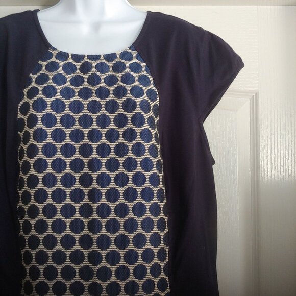 eShakti Womens Office Work Business Dress Polka Dot Mature Dress Navy 3X - Picture 4 of 14